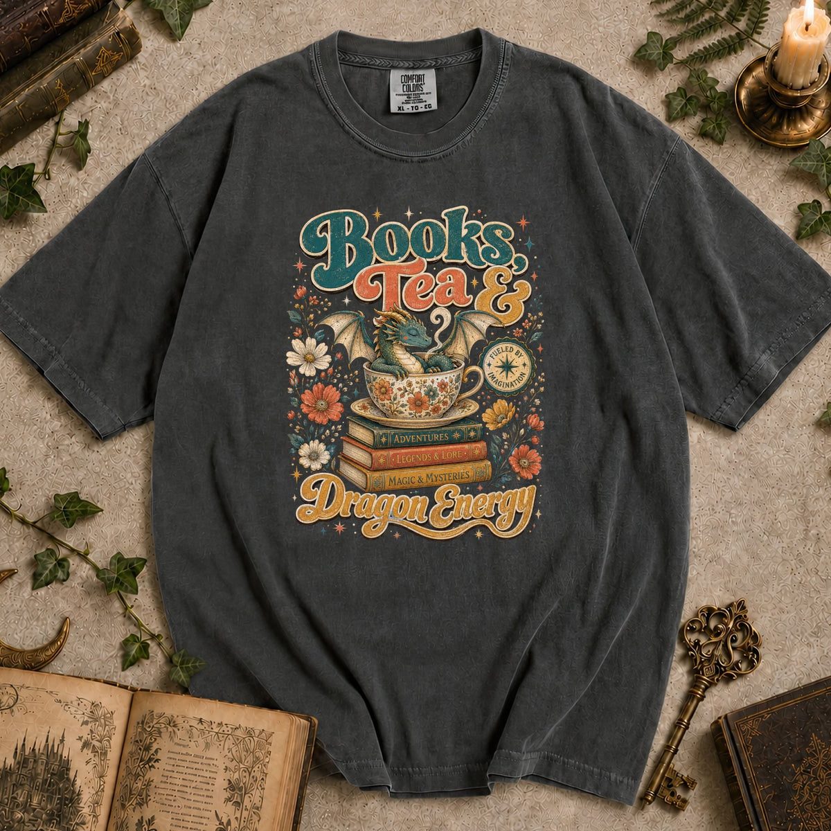 Books Tea and Dragon Energy T-shirt